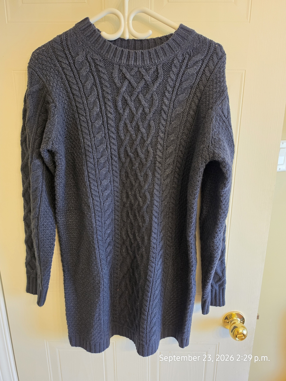 Uniqlo Classic Cable-Knit Longline Sweater Dress - Navy